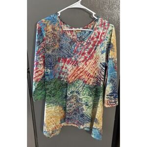 Tianello Steve Barraza Colorful Tunic Shirt long Sleeve Women's Small Boho